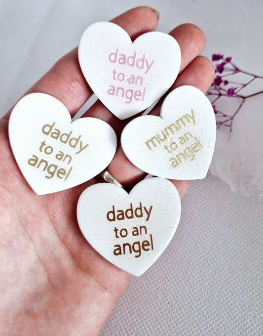 Donate a "daddy to an angel" pocket heart to a loss daddy
